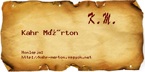 Kahr Márton névjegykártya