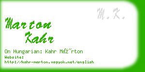 marton kahr business card